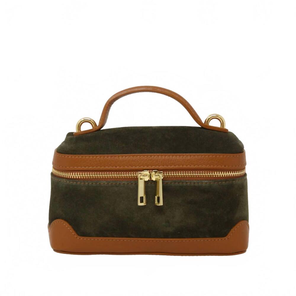 NEW GERMAN FUENTES women's bucket crossbody bag in camel/olive